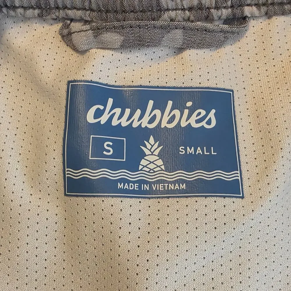 Chubbies Men’s Small Gray Tropical Floral Toucan Print Swim Trunks Board Shorts